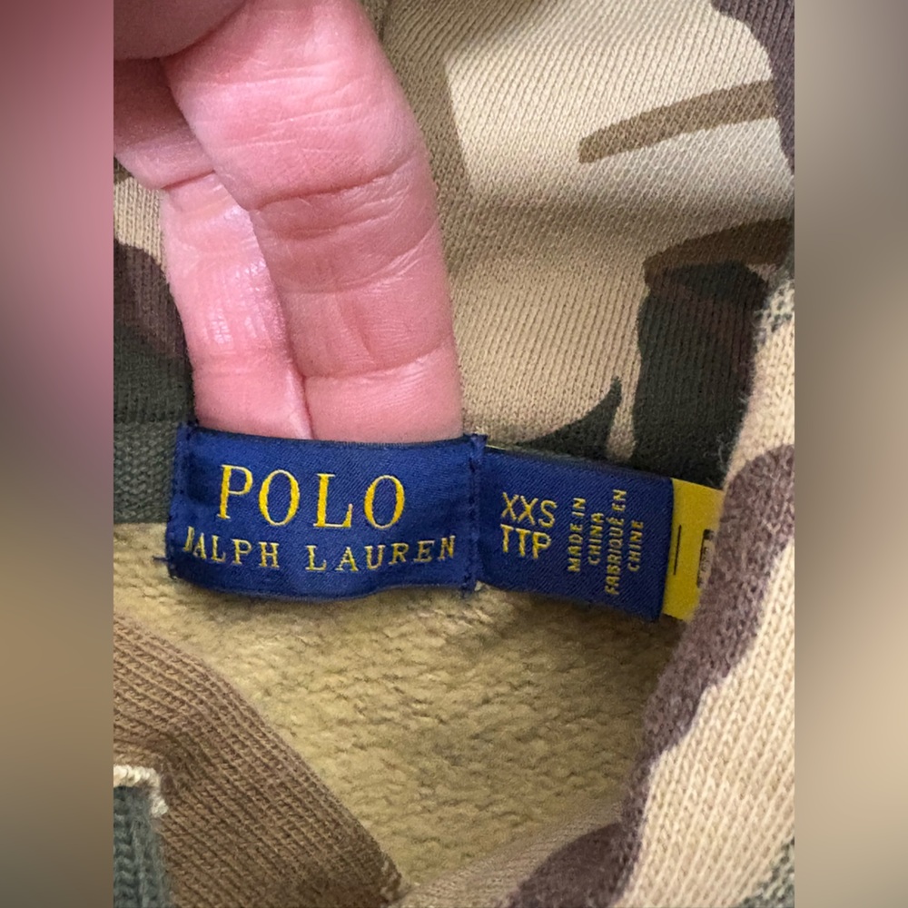 Polo Ralph Lauren British Camo Hoodie Sweatshirt Oversized Fleece Cropped XXS - Picture 5 of 5